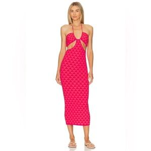NWT SOLID & STRIPED The Kiana Cut Out Midi Dress in pink pattern size XS